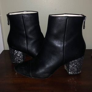 Black Sparkle Heel Booties